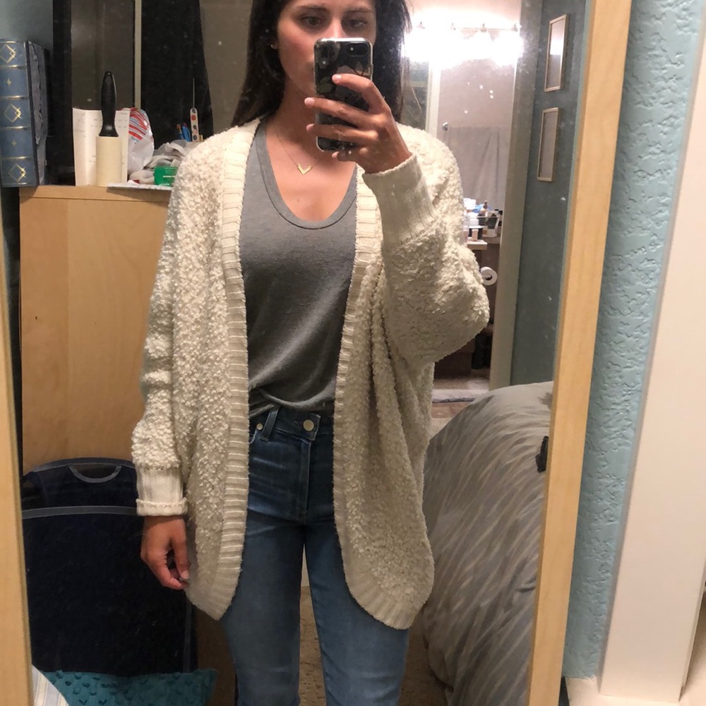 XS Free Press Cream/Off-White Popcorn Cardigan